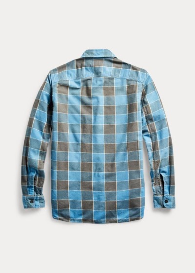 Men's Ralph Lauren Plaid-Print Brushed Work Shirt | 235176CIG